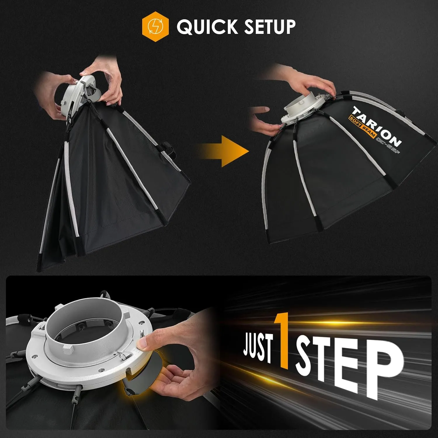 TARION Octagonal Softbox with Bowens Mount: Quick One-Step Open, 21.6in (55cm) Foldable Setup Softbox for Flash, Speedlight, Studio Photography Lighting, OC-55F SOFTBEAM