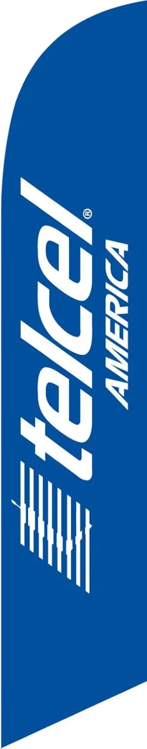 Telcel America Advertising Feather Banner Swooper Flag Sign with Flag Pole Kit and Ground Stake