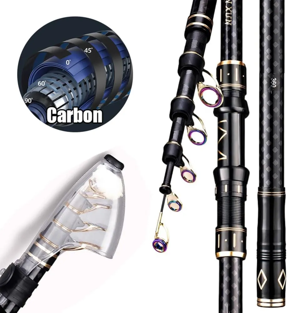 Telescopic Fishing Rod Carbon Fiber Travel Surf Fishing Rod Spinning Power Throwing Surfcasting Baitcasting Rod