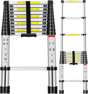 Telescoping Ladder,10.5FT Aluminum Extension Ladder with 2 Replacement of Non-Slip Rubber Cover, 330 lb. Load Capacity, Telescopic Ladder Portable Multi-Purpose for Indoor Outdoor Work