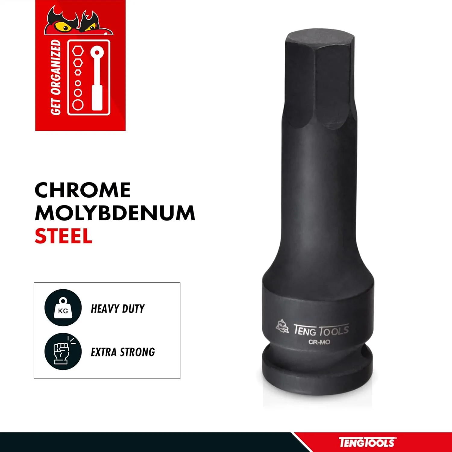 Teng Tools 11/16 Inch SAE 1/2 Inch Drive Hex Chrome Molybdenum Impact Socket | Mechanic Tool | Hand Tool - 921622