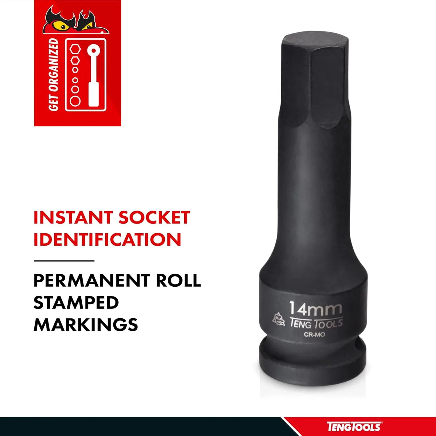 Teng Tools 11/16 Inch SAE 1/2 Inch Drive Hex Chrome Molybdenum Impact Socket | Mechanic Tool | Hand Tool - 921622