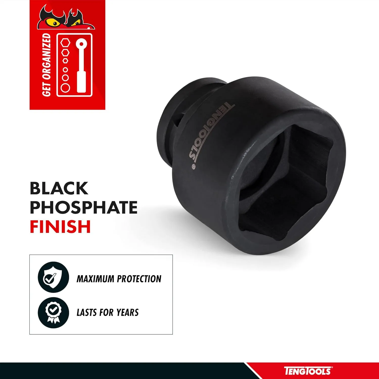 Teng Tools 24MM 3/4 Inch Drive 6 Point Metric Shallow Chrome Molybdenum Impact Socket | Mechanic Tool | Hand Tool - 940524-C