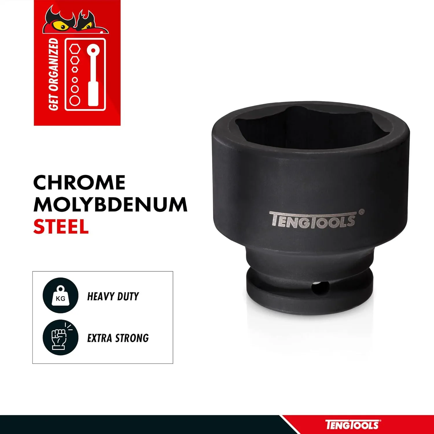 Teng Tools 24MM 3/4 Inch Drive 6 Point Metric Shallow Chrome Molybdenum Impact Socket | Mechanic Tool | Hand Tool - 940524-C