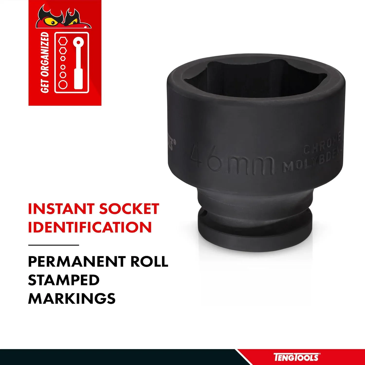 Teng Tools 24MM 3/4 Inch Drive 6 Point Metric Shallow Chrome Molybdenum Impact Socket | Mechanic Tool | Hand Tool - 940524-C
