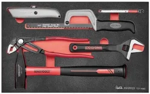 Teng Tools 6 Piece Plier, Wrench, Engineer Hammer, Knife & Saw General EVA Foam Tool Set - TEFX06E