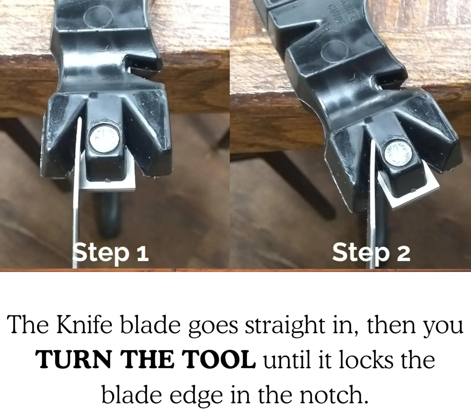 The Original SELECTOOL Knife & Tool Sharpener - Automatic Allignment Works on Any Edge - Manual Pocket Knife Sharpener Tool, Quick Sharpening any Kitchen Knives, Blades, Scissors - Black, Made in USA