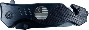 Thin Gray Line Collectible 3-in-1 Police Tactical Rescue Knife for Correctional Officers CO Corrections with Seatbelt Cutter, Steel Serrated Blade, Glass Breaker