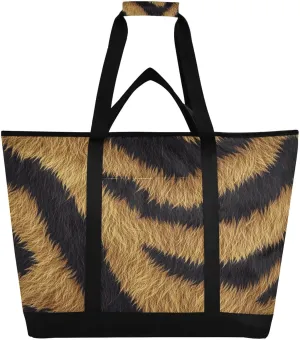 Tigers Print Reusable Insulated Lunchbox Cooler Bag, Leakproof Kitchen Grocery Bag Collapsible Portable Cooler Tote Bag for Picnic, Camping, Office, Travel