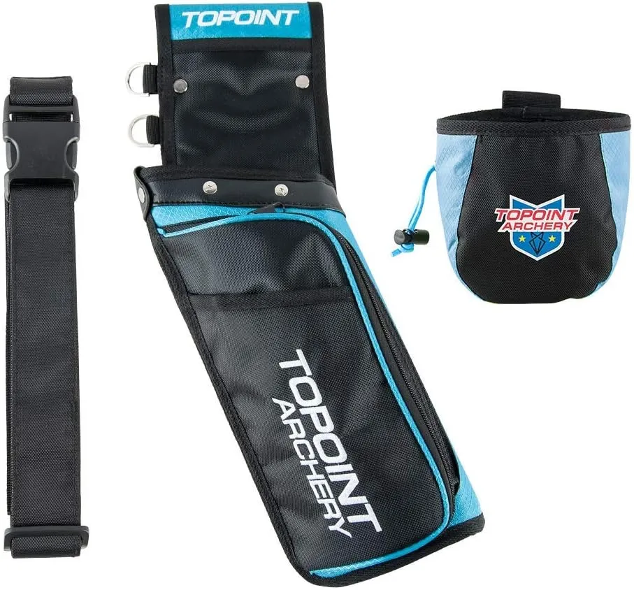 TOPOINT ARCHERY Field Quiver with Release Pocket Kit Adjustable Nylon Belt Lightweight Design Sits on Hip Comfortably Triple Arrow Compartments for Quick Draw and Storage