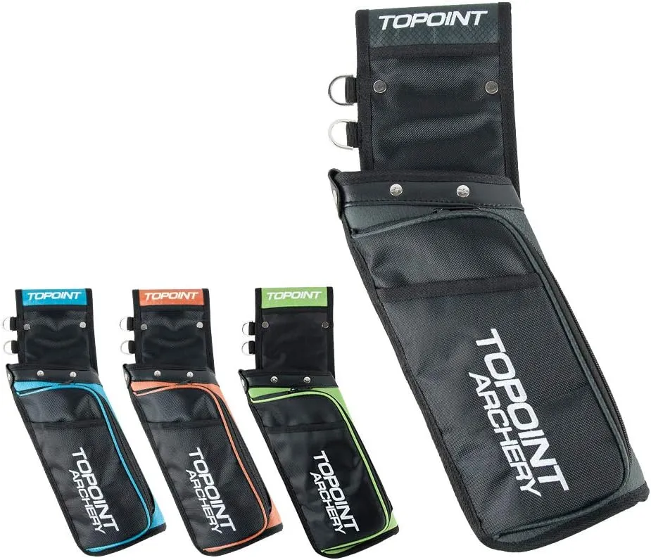 TOPOINT ARCHERY Field Quiver with Release Pocket Kit Adjustable Nylon Belt Lightweight Design Sits on Hip Comfortably Triple Arrow Compartments for Quick Draw and Storage