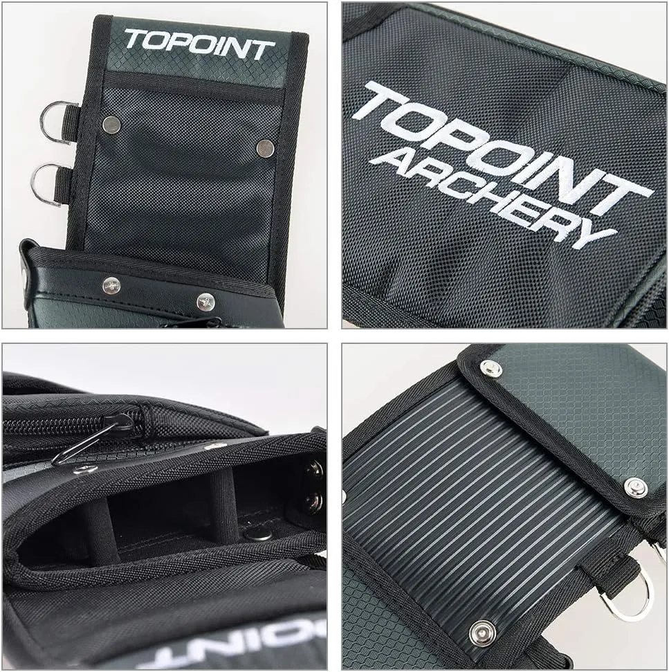 TOPOINT ARCHERY Field Quiver with Release Pocket Kit Adjustable Nylon Belt Lightweight Design Sits on Hip Comfortably Triple Arrow Compartments for Quick Draw and Storage