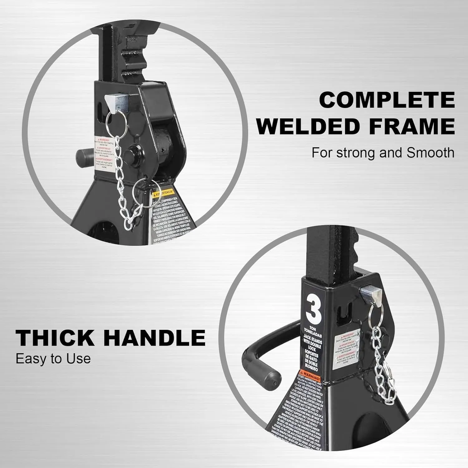 Torin 3 Ton (6,000 LBs) Capacity Double Locking Steel Jack Stands, 2 Pack, Black, AT43002AB