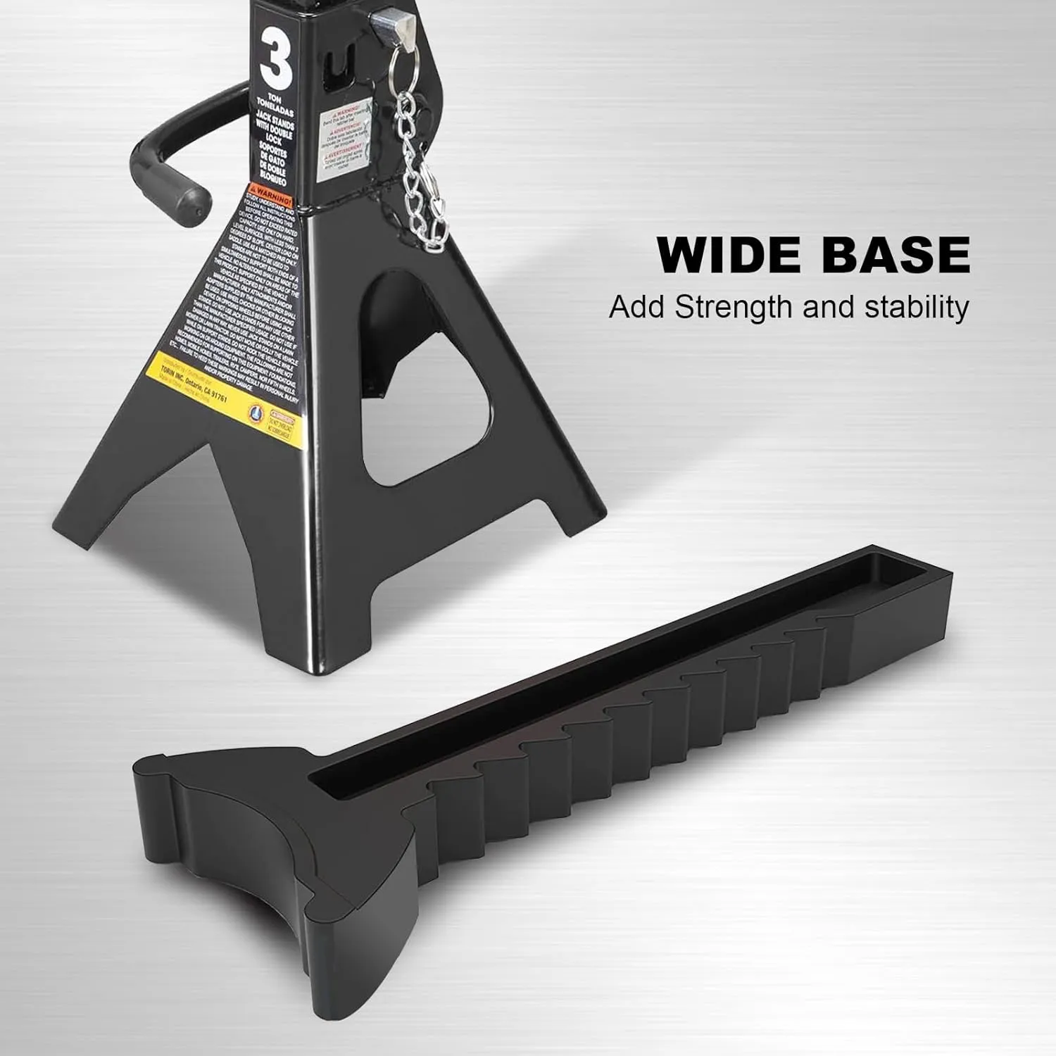 Torin 3 Ton (6,000 LBs) Capacity Double Locking Steel Jack Stands, 2 Pack, Black, AT43002AB