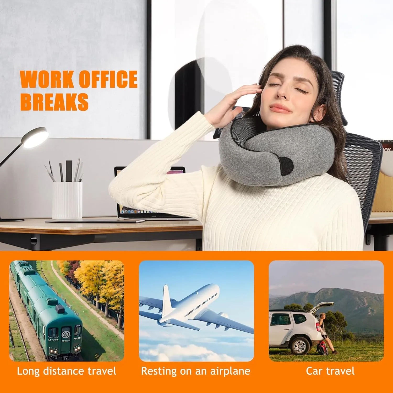 Travel Pillow Memory Foam Neck Pillow Support Pillow,Luxury Compact & Lightweight Quick Pack for Camping,Offices,Sleeping Rest Cushion,Portable Plane Accessories