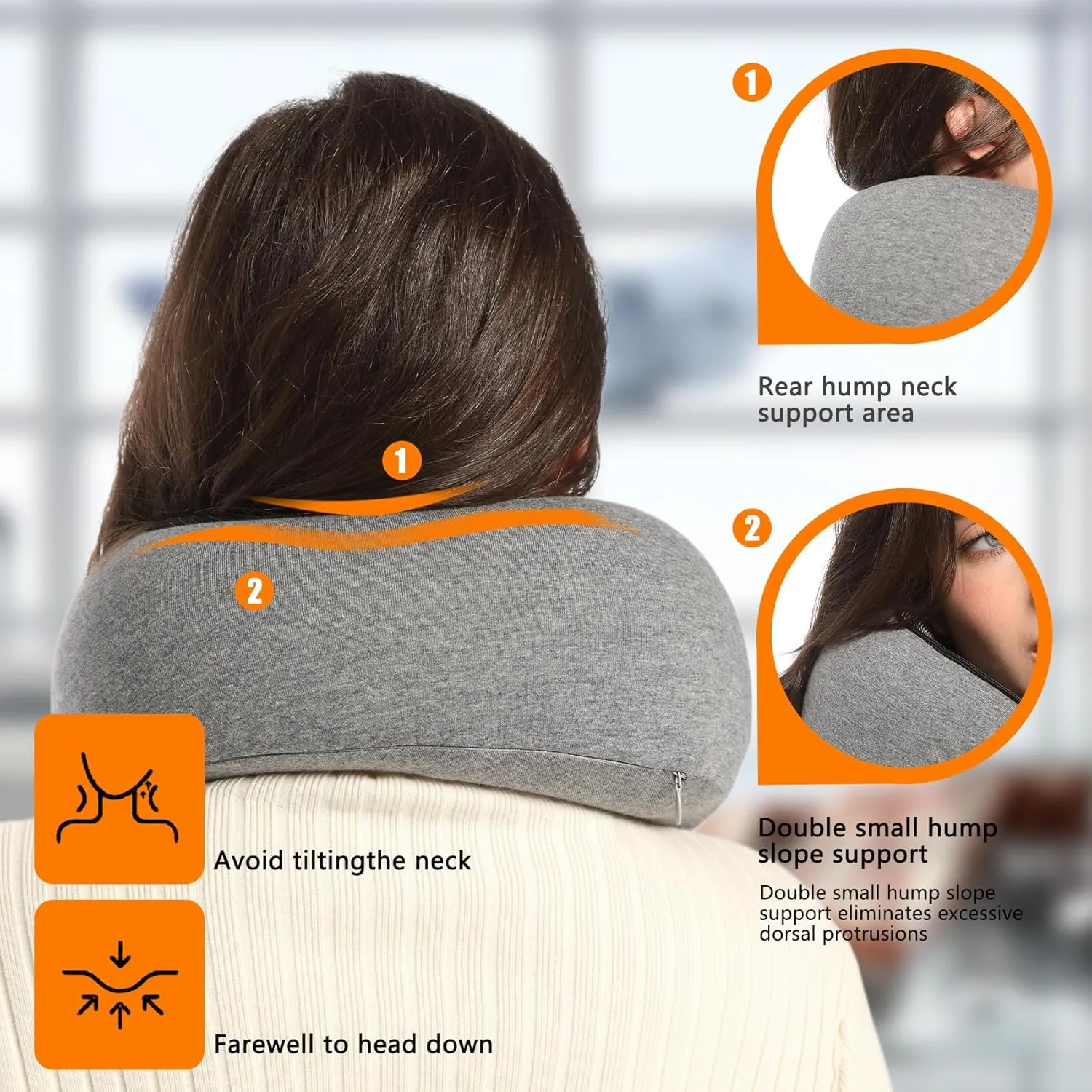 Travel Pillow Memory Foam Neck Pillow Support Pillow,Luxury Compact & Lightweight Quick Pack for Camping,Offices,Sleeping Rest Cushion,Portable Plane Accessories