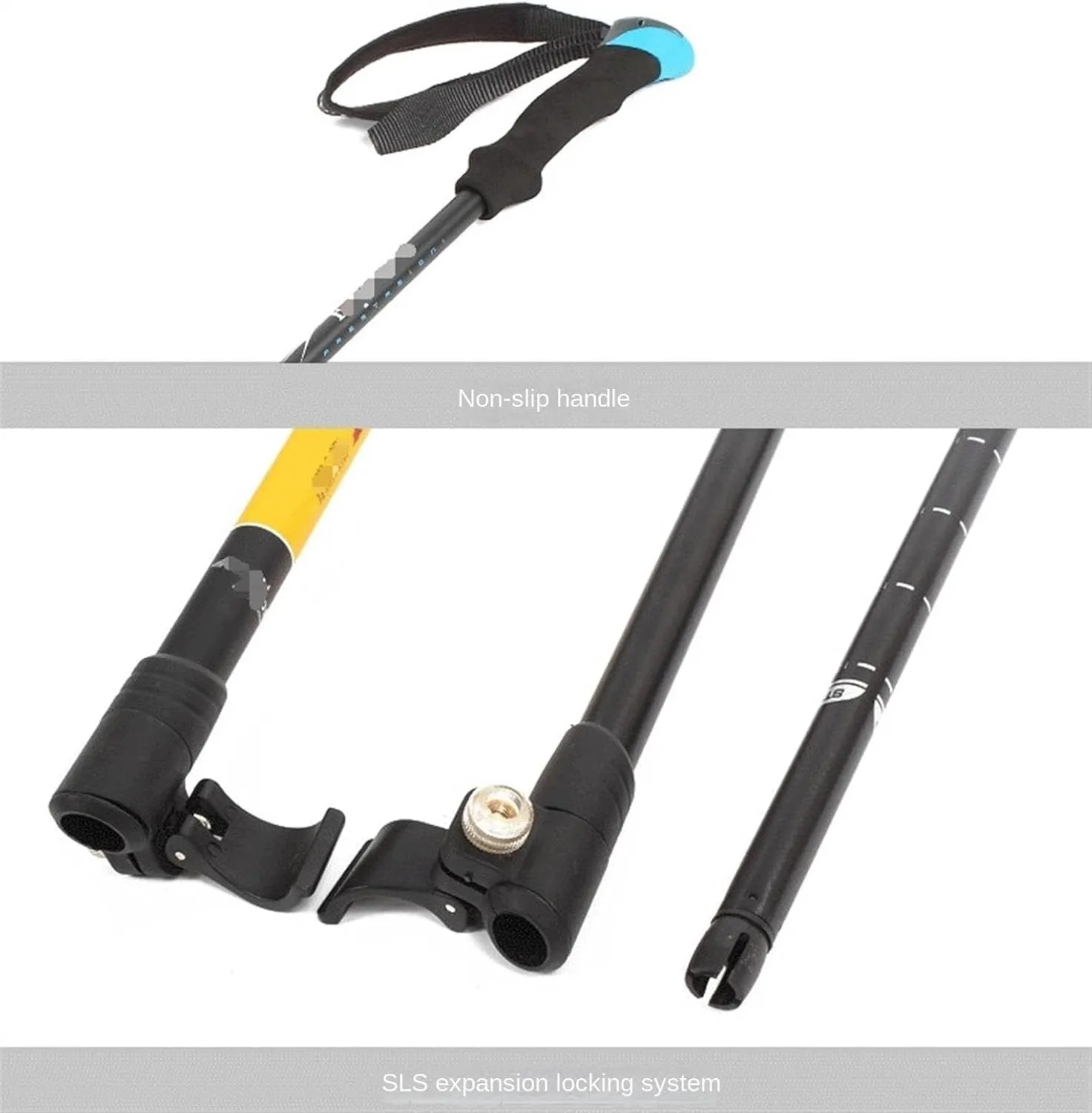 Travel Trekking Pole Trekking Pole Telescopic Walking Stick with Ergonomic Handle Portable Hiking Pole for Outdoor Outdoor Activities(Blue)