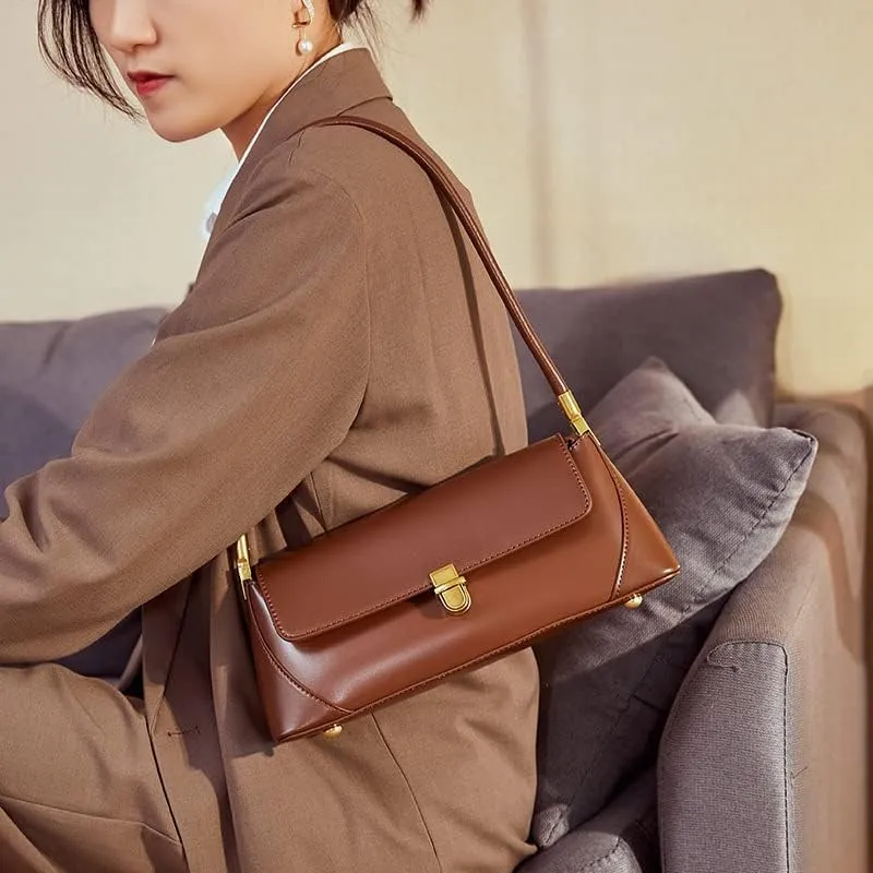 Trendy Women's Leather Shoulder Bag - Stylish French Underarm Handbag
