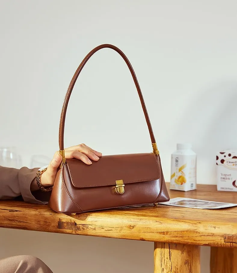 Trendy Women's Leather Shoulder Bag - Stylish French Underarm Handbag