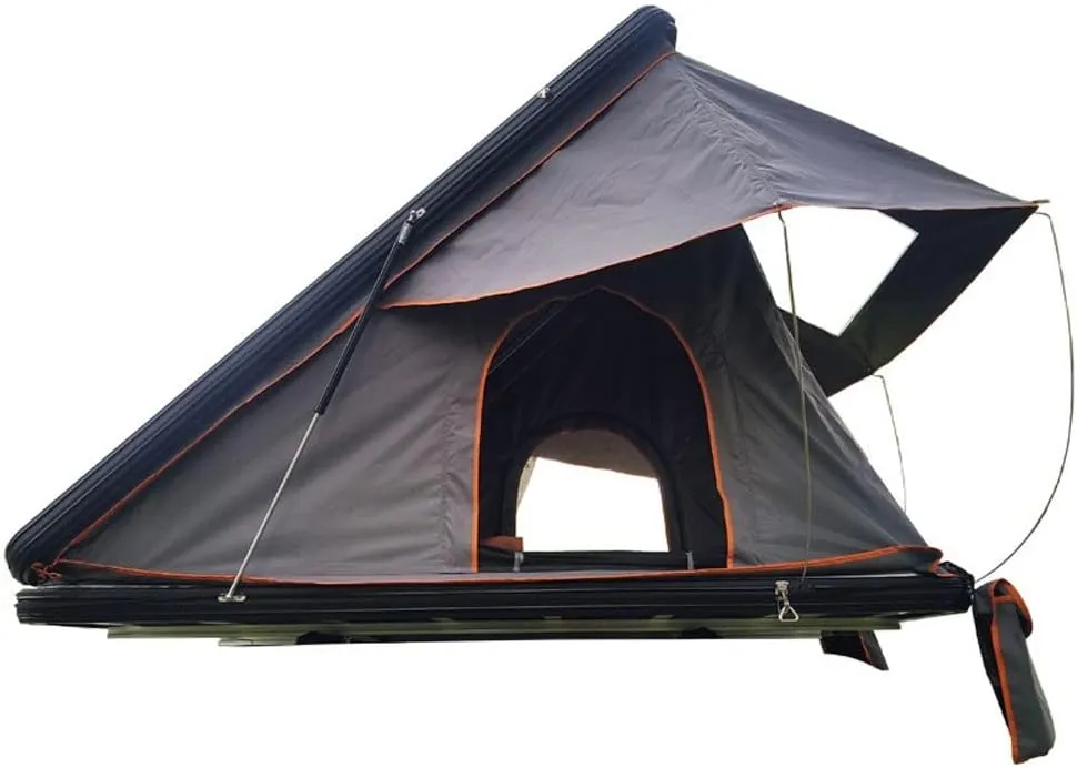Triangle Roof Tent 3 Persons Camping Tent with Extendable Aluminum Ladder, Waterproof Family Tent, 2 Doors and Side Windows, Instant Easy Pop Up Camping Tent