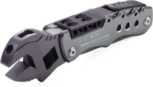 TROIKA Multi-Tool with 12 Functions and Locking Function – MAULSCHLÜSSEL – Adjustable Wrench, Knife, Saw, File – Bottle   can Opener – 4 bits... Slotted, Phillips Screwdriver – 420 Stainless Steel