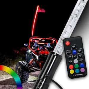 True Mods 4ft RGB LED Whip Light for UTV ATV [RF Wireless Remote] USA Flag Waterproof LED Lighted Whip CB Antenna Pole Stick for RZR Can-Am Polaris SxS 4x4 Quad Dune Buggy 4 Wheeler Accessories