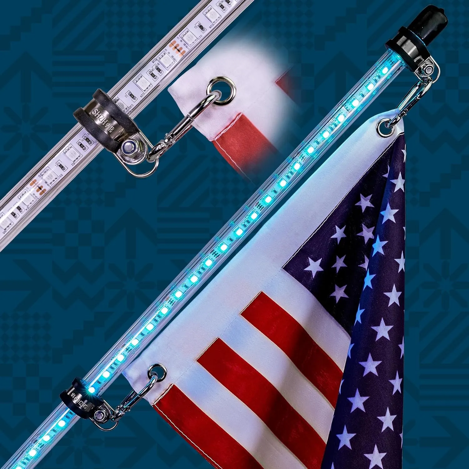 True Mods 4ft RGB LED Whip Light for UTV ATV [RF Wireless Remote] USA Flag Waterproof LED Lighted Whip CB Antenna Pole Stick for RZR Can-Am Polaris SxS 4x4 Quad Dune Buggy 4 Wheeler Accessories