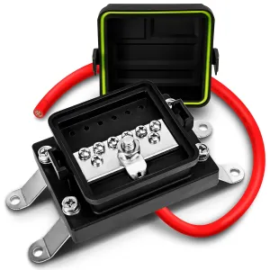 True Mods Waterproof Ground Power Distribution Terminal Block Battery Bus Bar [Max. 300V AC/48V DC] [IP65] [Positive/Negative] Insulated Busbar Box for 12V Auto Vehicle Marine Car RV Boat UTV ATV