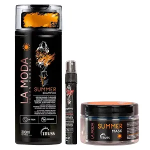 TRUSS La Moda Summer Hair Care Set - Includes Deep Conditioning Hair Mask, Reconstructing Spray & Shampoo - UV Protection & Hydration - Helps to Repair Sun, Salt Water & Chlorine Damage (3 Piece Set)