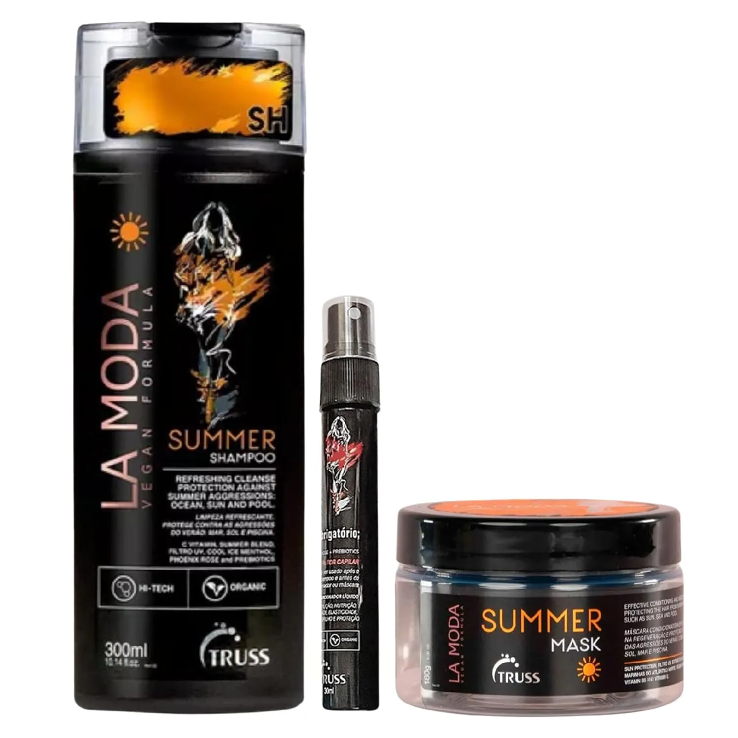 TRUSS La Moda Summer Hair Care Set - Includes Deep Conditioning Hair Mask, Reconstructing Spray & Shampoo - UV Protection & Hydration - Helps to Repair Sun, Salt Water & Chlorine Damage (3 Piece Set)