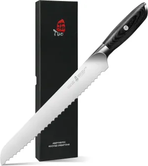 TUO Bread Knife for Homemade Bread, 10 inch Sharp Serrated Knife, High Carbon German Stainless Steel with Pakkawood Handle, Gift Box - Falcon Series