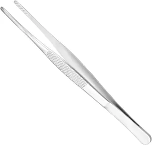 Tweezer Stainless Steel Long Straight Tweezer with Precision Serrated Tips Garden Kitchen Tool 7" Straight Blunt Tweezer Bar Tweezer 1 Pcs