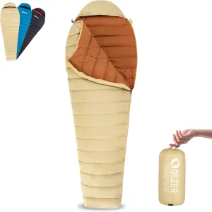 Ultralight Down Sleeping Bag for Adults with 600 Fill Power, Compact Sleeping Bag with Compression Sack for Backpacking, Hiking and Camping