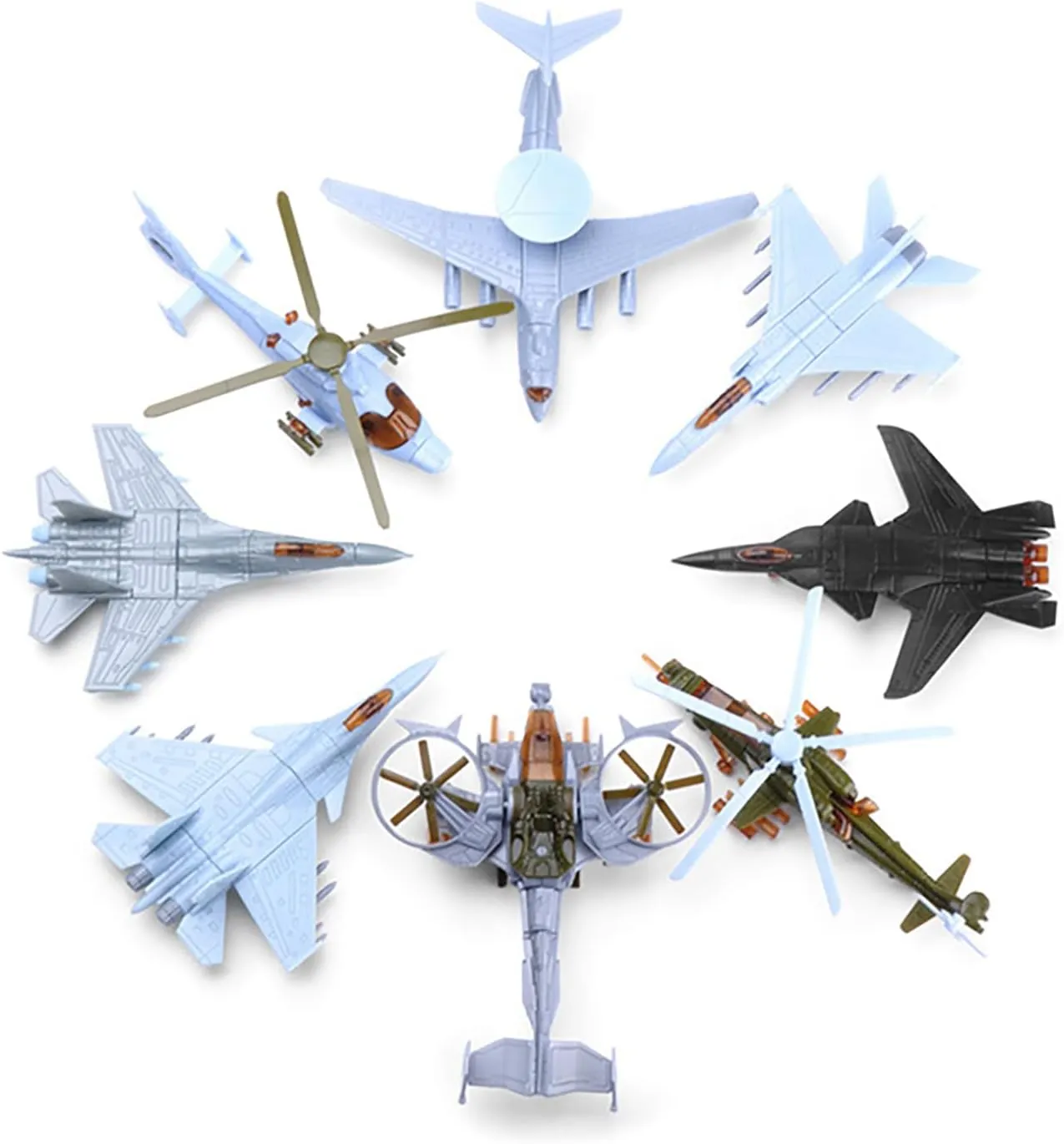 Unassembled 4D Plastic J-11 Z-10 Z-9 Military Airplane Model Kit Aviation Science Exhibition Model 8 pcs (Unassembled Kit)