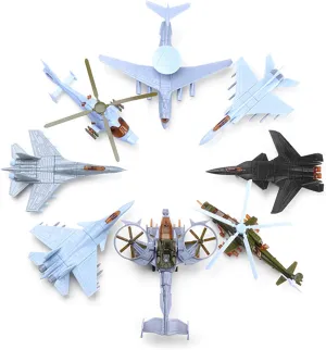 Unassembled 4D Plastic J-11 Z-10 Z-9 Military Airplane Model Kit Aviation Science Exhibition Model 8 pcs (Unassembled Kit)