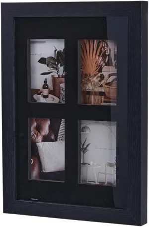 UNICRAFTALE Trading Card Display Frame 4 Cards Baseball Card Display Case Wall-Mounted Sports Card Display Frame Black Wood Holder for Basketball Football Hockey Standard Cards