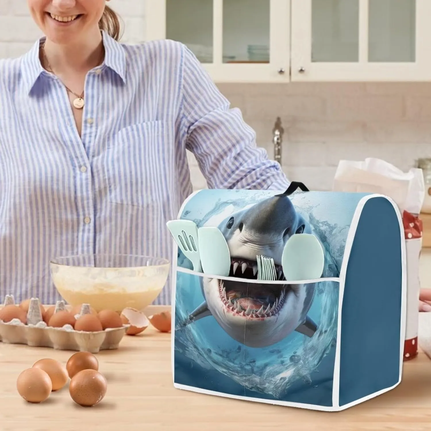 Upetstory Shark Kitchen Aid Mixer Covers for Stand Mixer 4.5-5 qt Universal Dust Cover All Tilt Head & Bowl Lift Models with Organizer Bag for Accessories Air Fryer,Coffee Maker,Juicer Machine