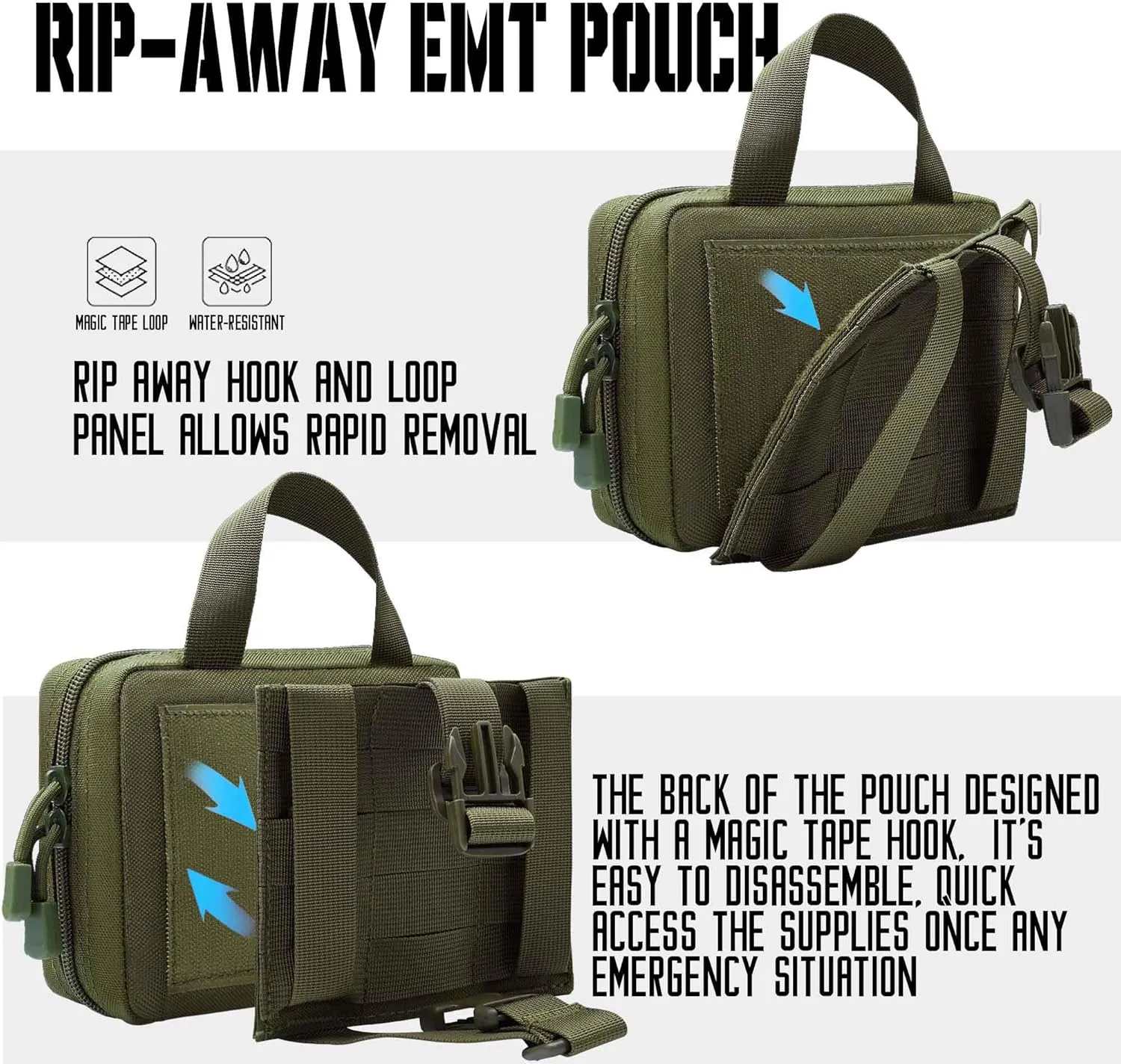 Upgrade Molle Rip Away Ifak Pouch, Tactical Small Belt First Aid Pouch Medical Utility EMT Pouch Only