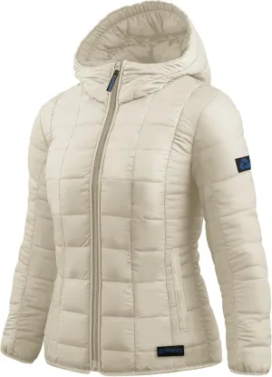 URBAN BUCK Packable Puffer Jacket Women with Hood – 32 Degree Lightweight Quilted Winter Puff Foldable Jacket for Women