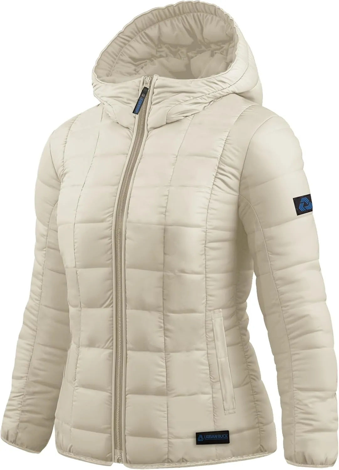 URBAN BUCK Packable Puffer Jacket Women with Hood – 32 Degree Lightweight Quilted Winter Puff Foldable Jacket for Women