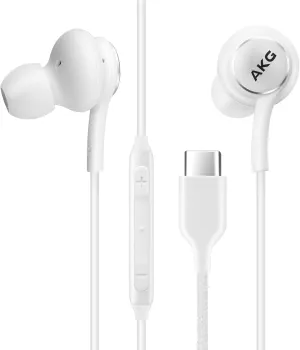 UrbanX OEM 2021 Type-C Stereo Headphones for Motorola Edge (2021) Braided Cable - with Microphone - White - USB-C Connector (US Version)
