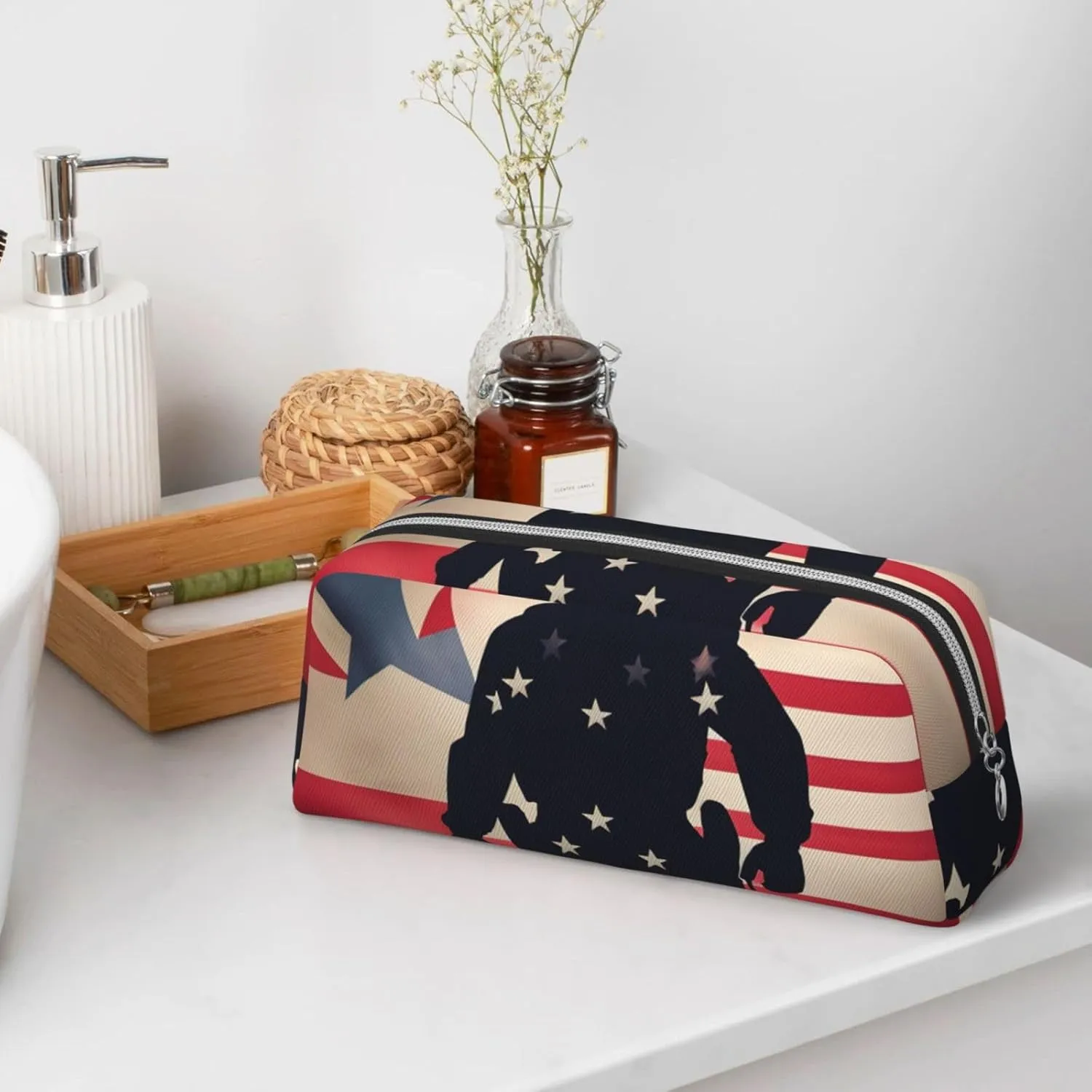 US Military Soldiers Patriotic Memorial Day Print Versatile Storage Pouch Makeup Bag Travel Office Small Items Organizer Bag