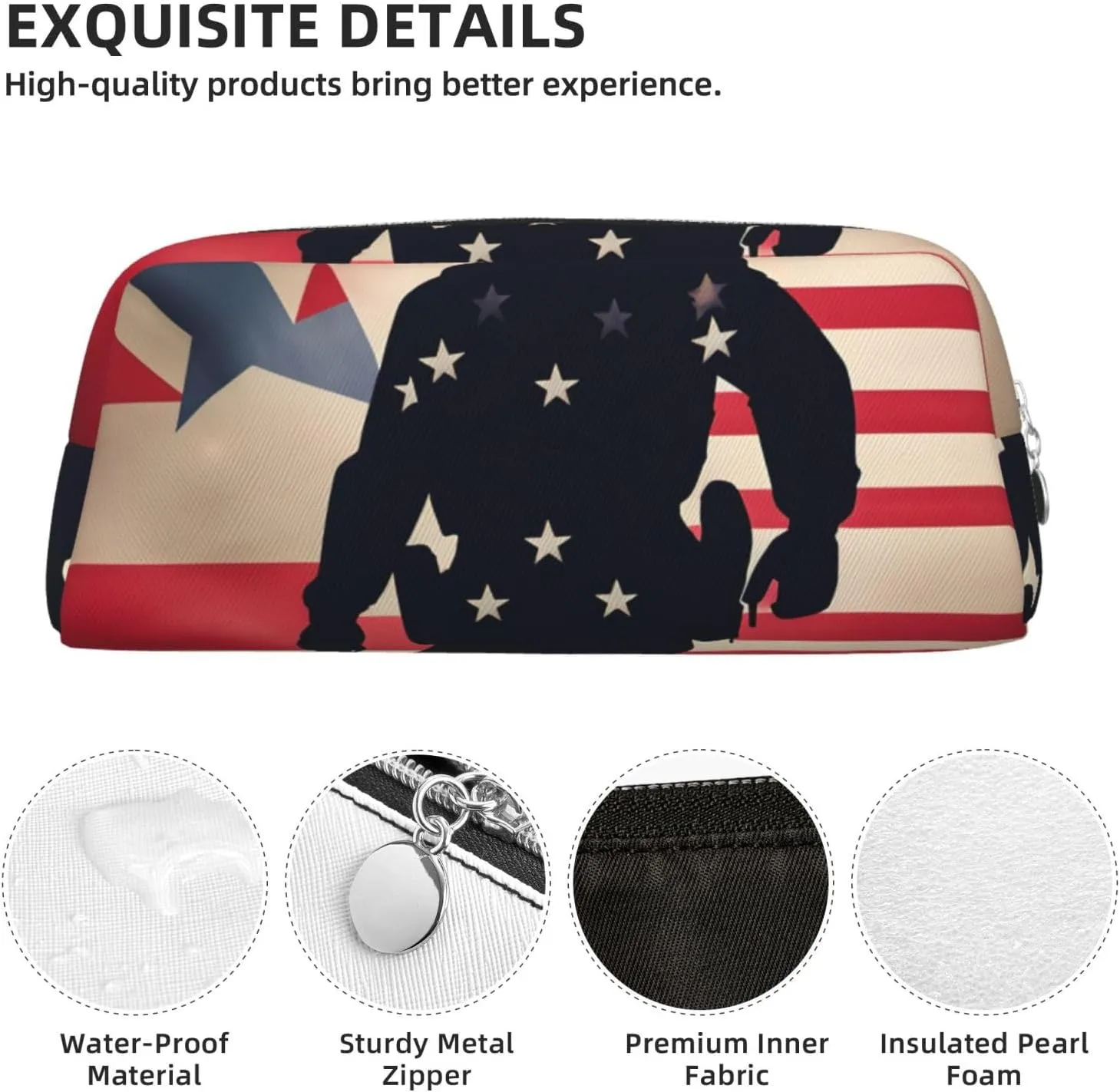 US Military Soldiers Patriotic Memorial Day Print Versatile Storage Pouch Makeup Bag Travel Office Small Items Organizer Bag