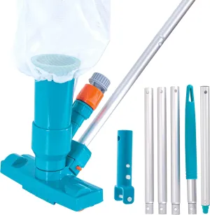 U.S. Pool Supply Above Ground Pool Vacuum Cleaner, Manual Pool Jet Vacuum Cleaner, Spa Cleaner for Hot Tub, Ponds - 5 Section Pole, Leaf Bag, Telescopic Pole Attachment - Attach to Garden Hose