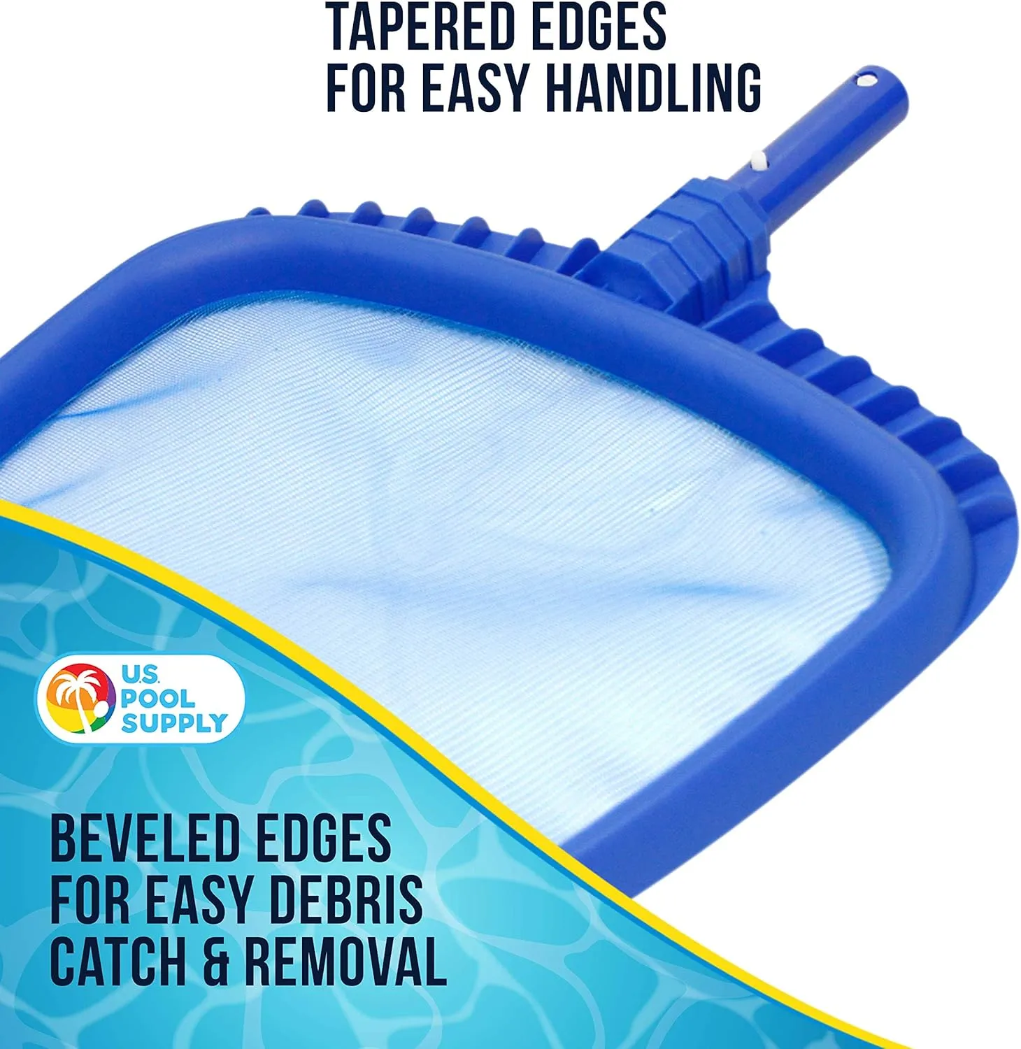 U.S. Pool Supply Professional Heavy Duty Large 15" x 16" Swimming Pool Leaf Skimmer Net - Fine Mesh Netting, Easy Scoop Edge - Fast Cleaning, Debris Pickup Removal - Fits Standard Swimming Pool Poles