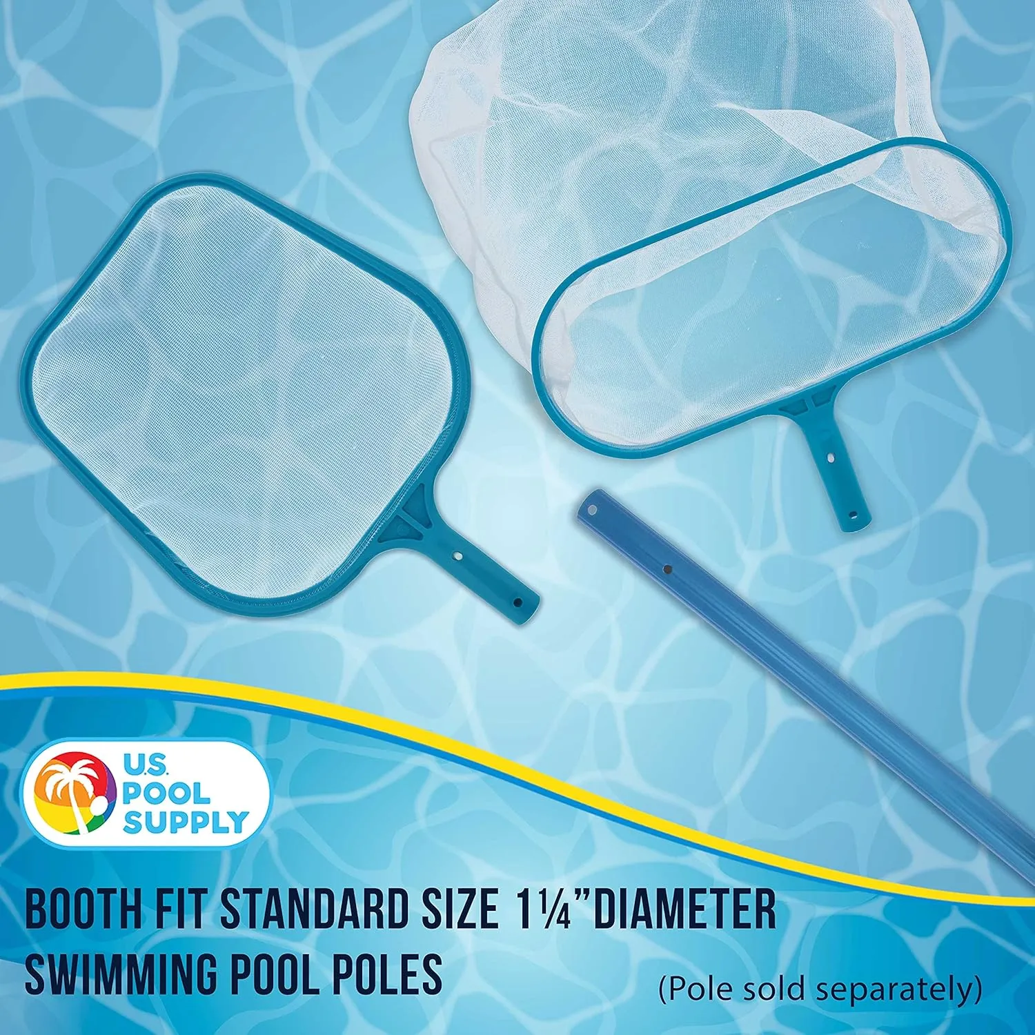 U.S. Pool Supply Professional Swimming Pool Leaf Skimmer Net and Leaf Rake Net Set - Cleans Out Debris Fast, Pool Maintenance - Clean Pool Liners, Spas, Ponds and Kids Inflatable Pool