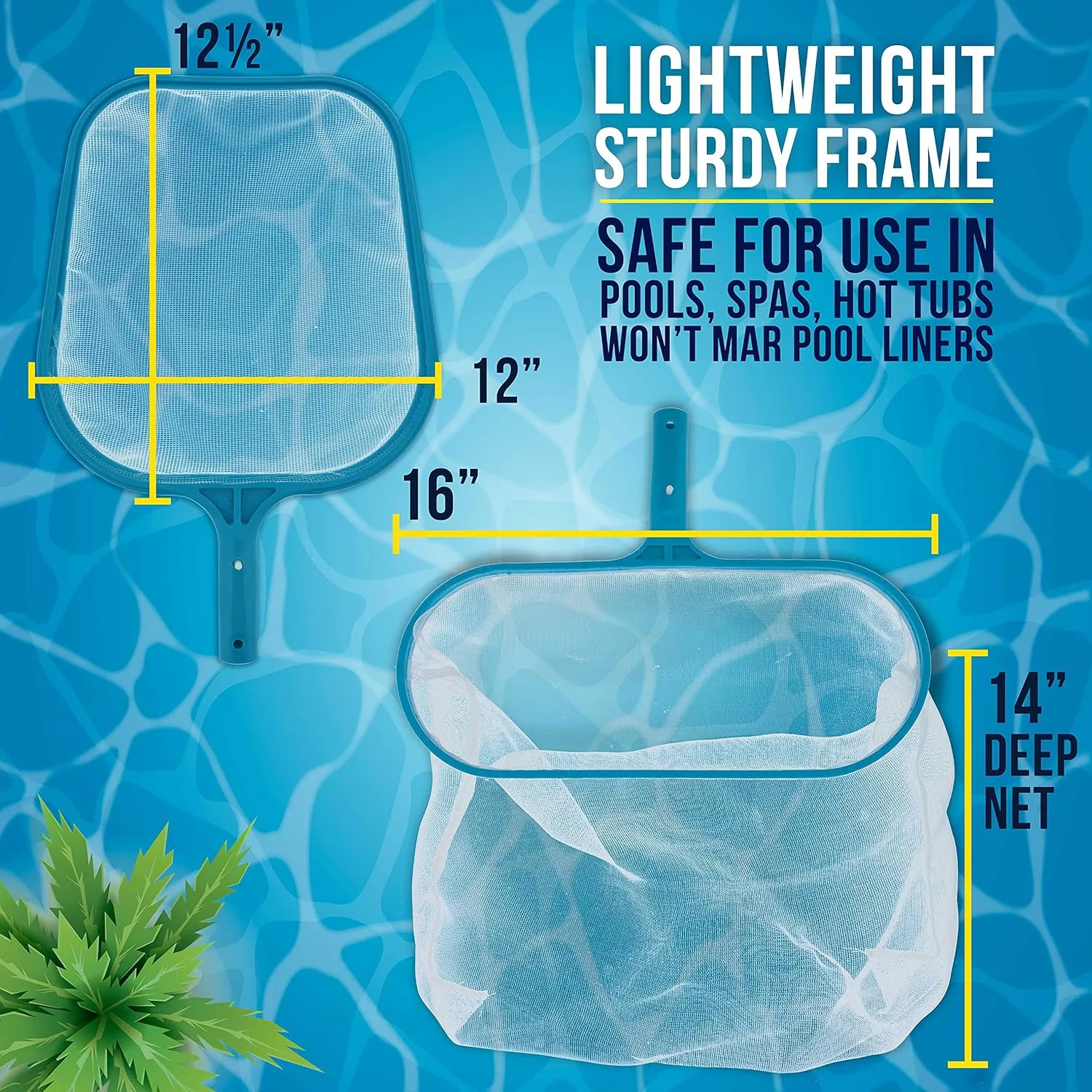 U.S. Pool Supply Professional Swimming Pool Leaf Skimmer Net and Leaf Rake Net Set - Cleans Out Debris Fast, Pool Maintenance - Clean Pool Liners, Spas, Ponds and Kids Inflatable Pool