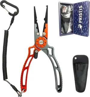 UTA II Fishing Pliers, Multi-Function Split Ring Plier Gear, Saltwater Resistant Teflon Coated Locking Hook Remover Cutter, Stainless Steel Top & Aluminum Body Tool Kit Tackle Set for Bass