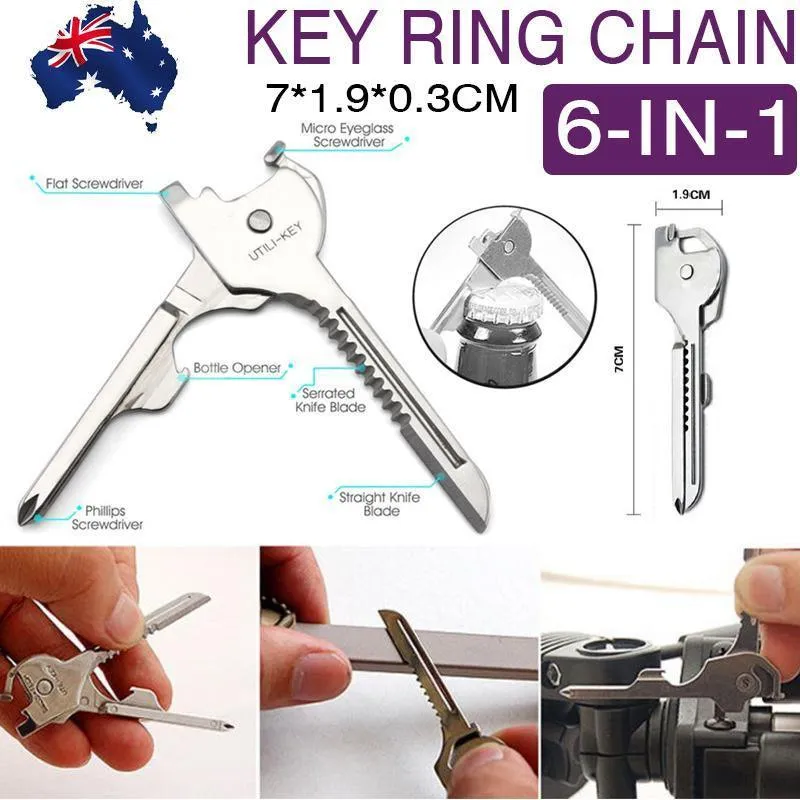 Utili-Key 6 in 1 Key Ring Chain Multi-tool Pocket Knife Screwdriver Swiss Tech