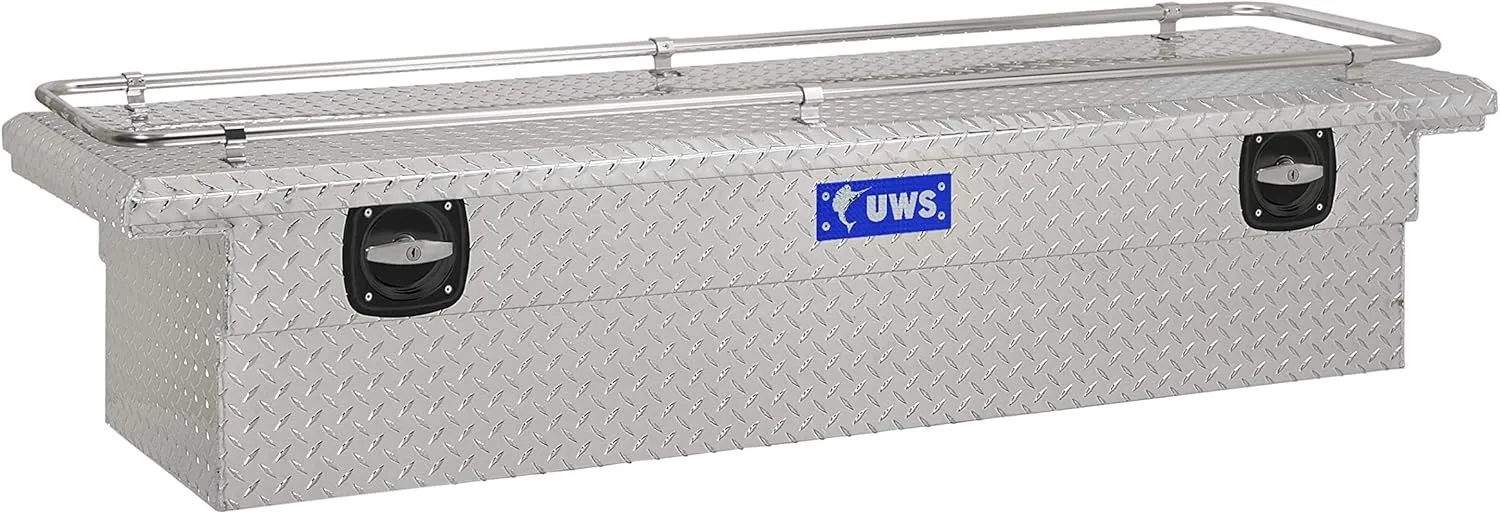 UWS SL-69-LP-R Bright Aluminum 69" Secure Lock Crossover Truck Tool Box with Low Profile & Rail